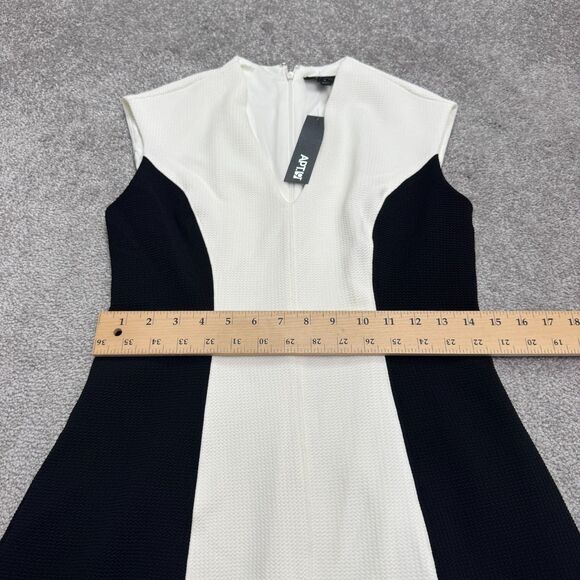 Apt. 9 Colorblock Cap Sleeve Textured A-Line Midi Dress Womens 6 Black White NWT - Picture 15 of 16